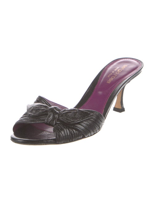 Sergio Rossi Leather Bow Accents Slides