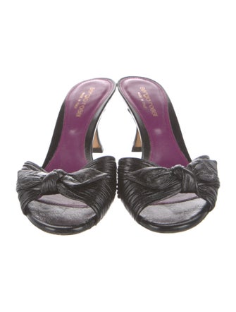 Sergio Rossi Leather Bow Accents Slides