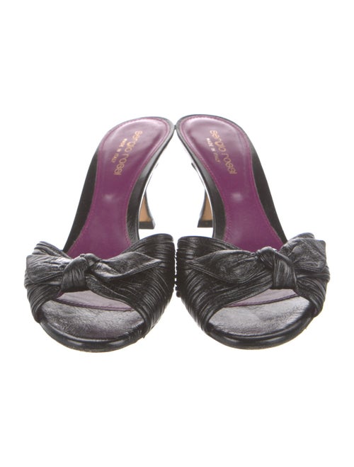 Sergio Rossi Leather Bow Accents Slides