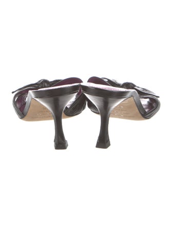 Sergio Rossi Leather Bow Accents Slides