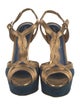 Sergio Rossi Suede Colorblock Pattern T-Strap Sandals
