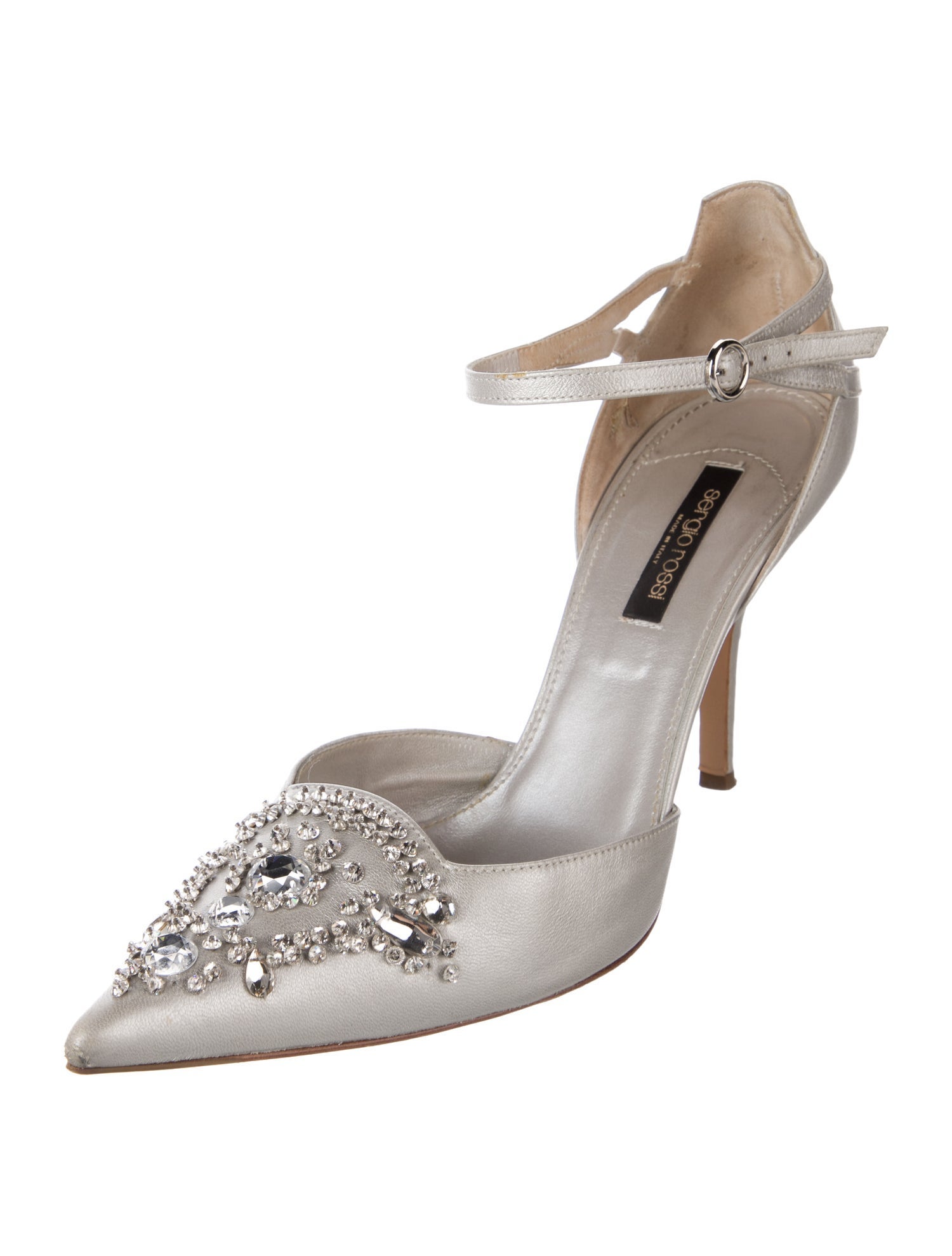 Sergio Rossi Leather Crystal Embellishments D'Orsay Pumps