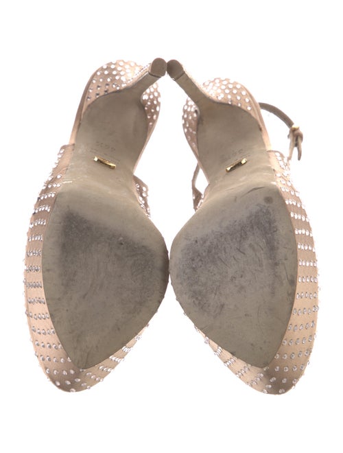 Sergio Rossi Satin Crystal Embellishments Slingback Pumps