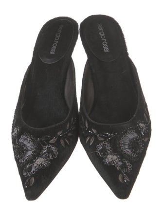 Sergio Rossi Ponyhair Sequin Embellishments Mules