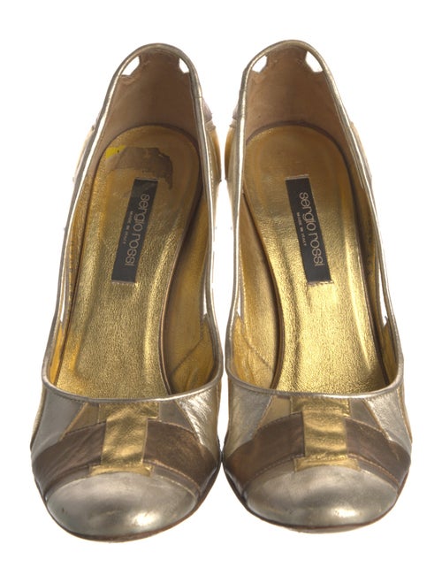 Sergio Rossi Leather Colorblock Pattern Pumps