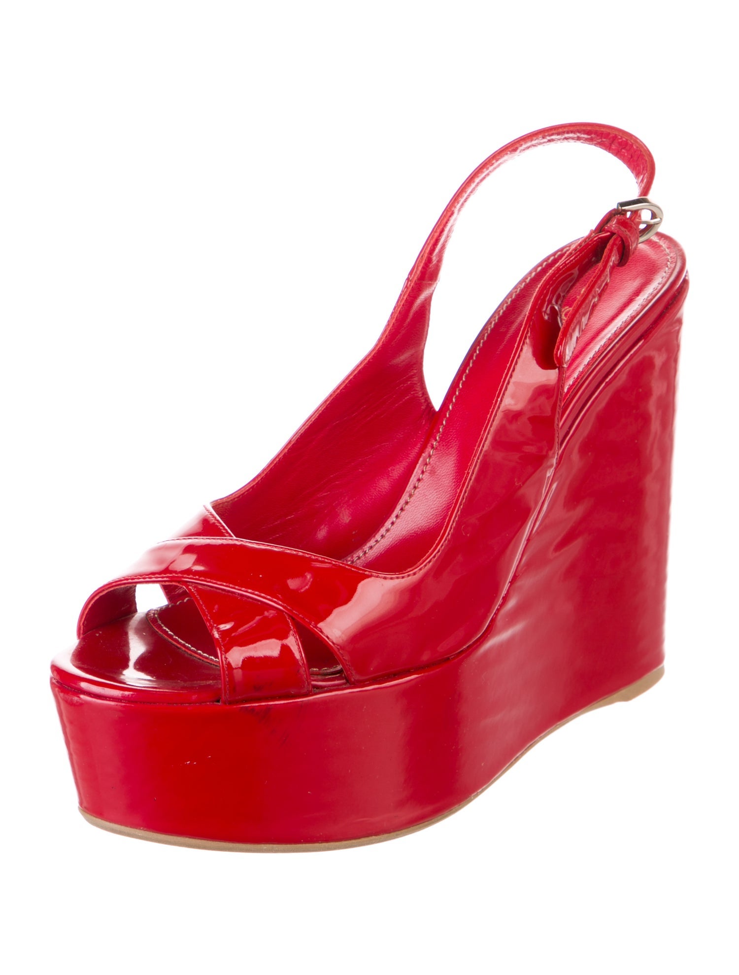Sergio Rossi Patent Leather Slingback Sandals