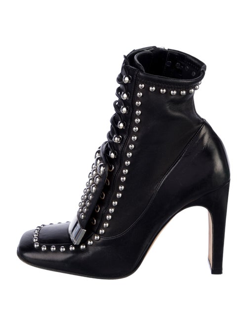 Sergio Rossi Leather Studded Accents Combat Boots