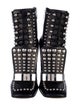 Sergio Rossi Leather Studded Accents Combat Boots