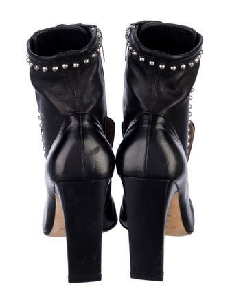 Sergio Rossi Leather Studded Accents Combat Boots