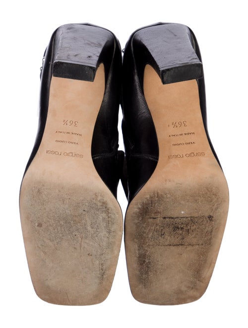 Sergio Rossi Leather Studded Accents Combat Boots