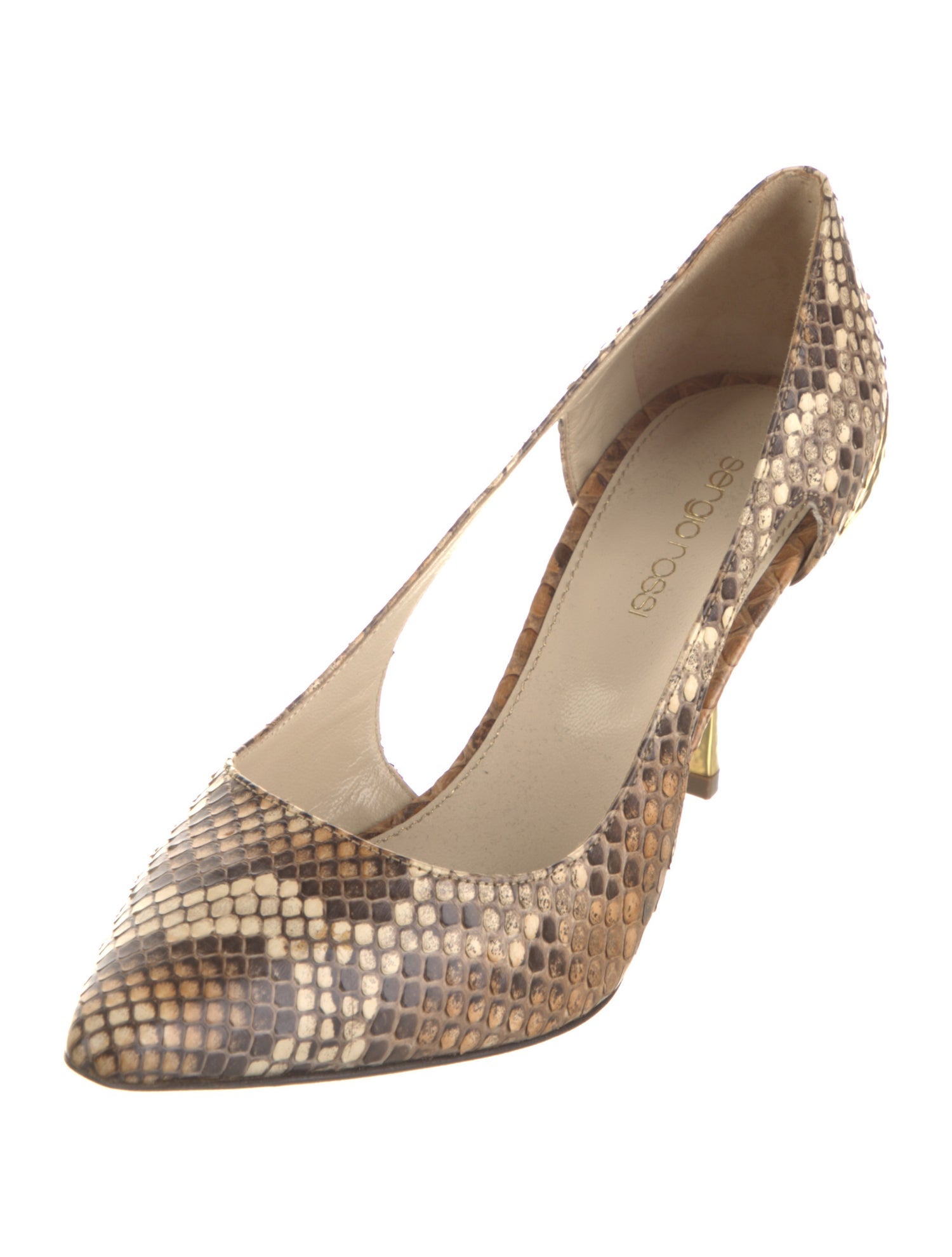 Sergio Rossi Snakeskin Animal Print Pumps