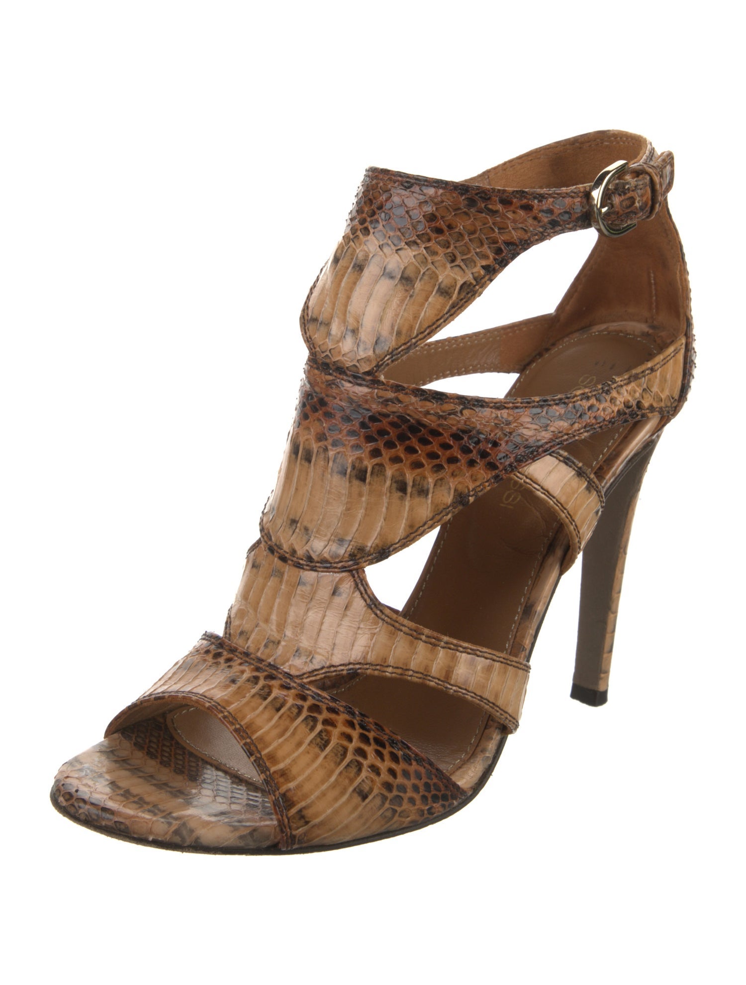 Sergio Rossi Snakeskin Animal Print Sandals