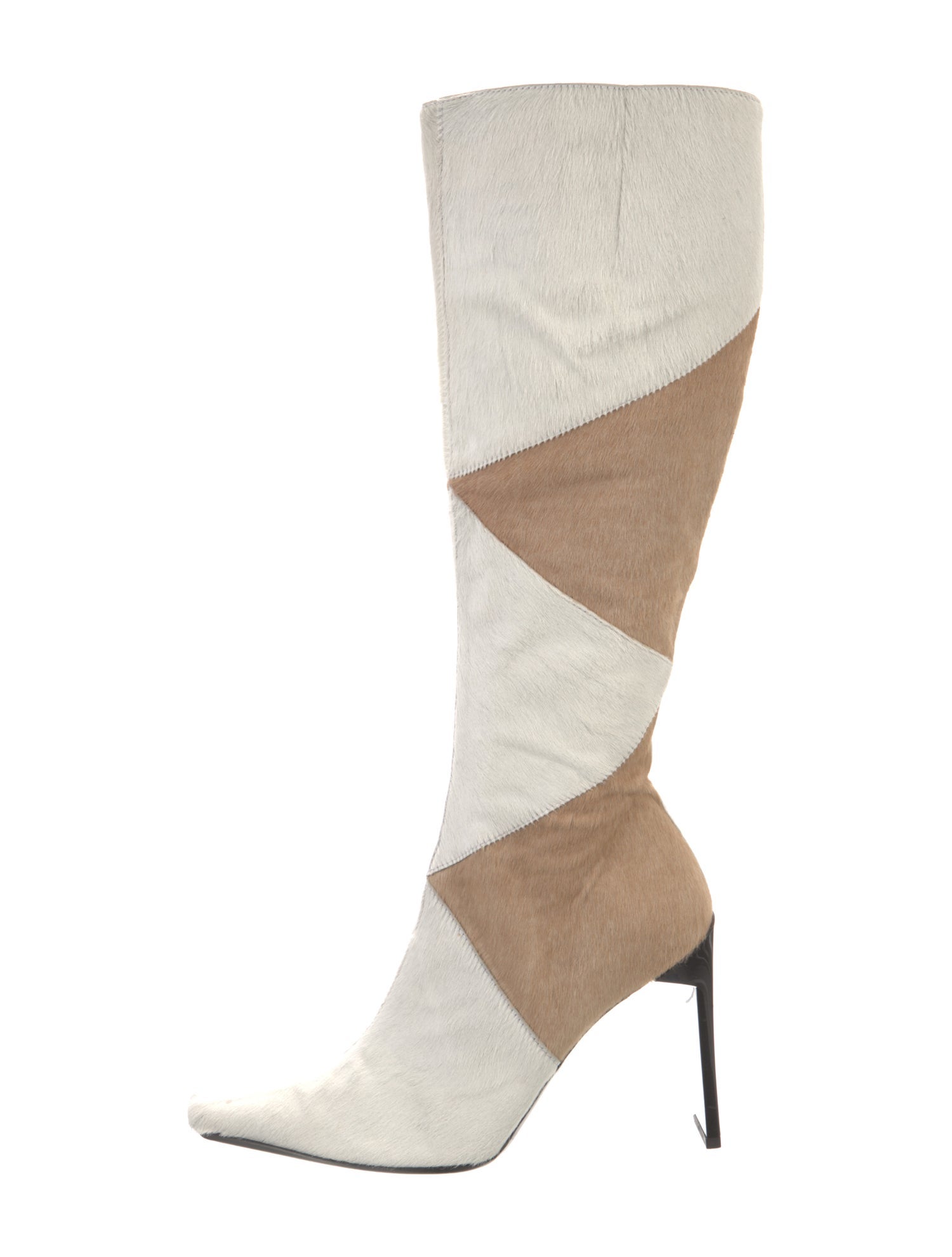 Sergio Rossi Ponyhair Colorblock Pattern Boots