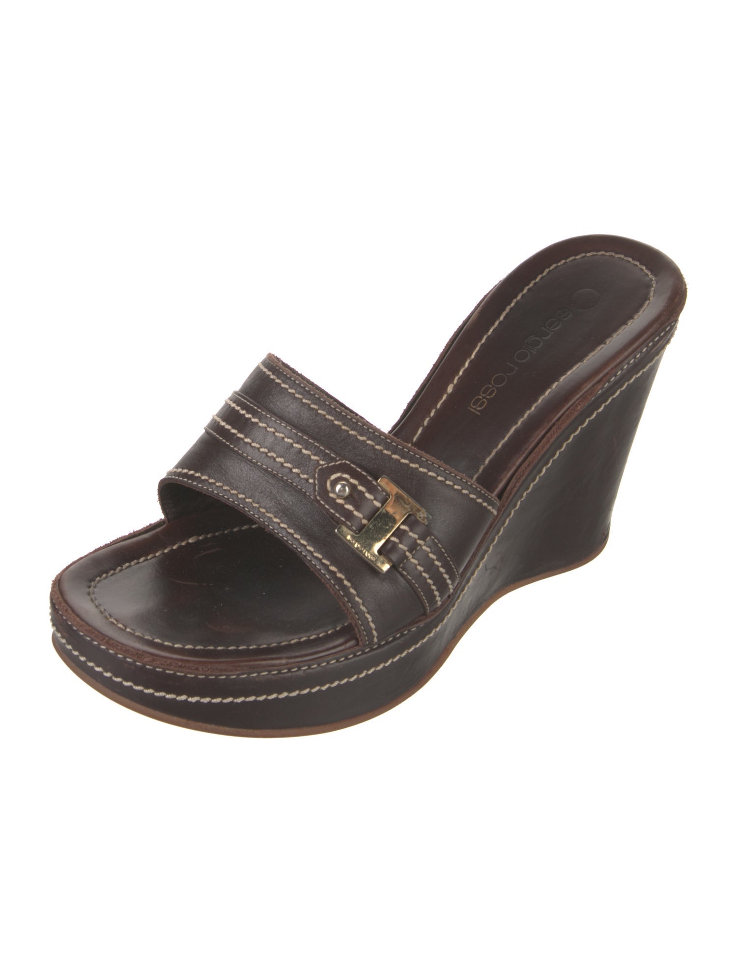 Sergio Rossi Leather Slides