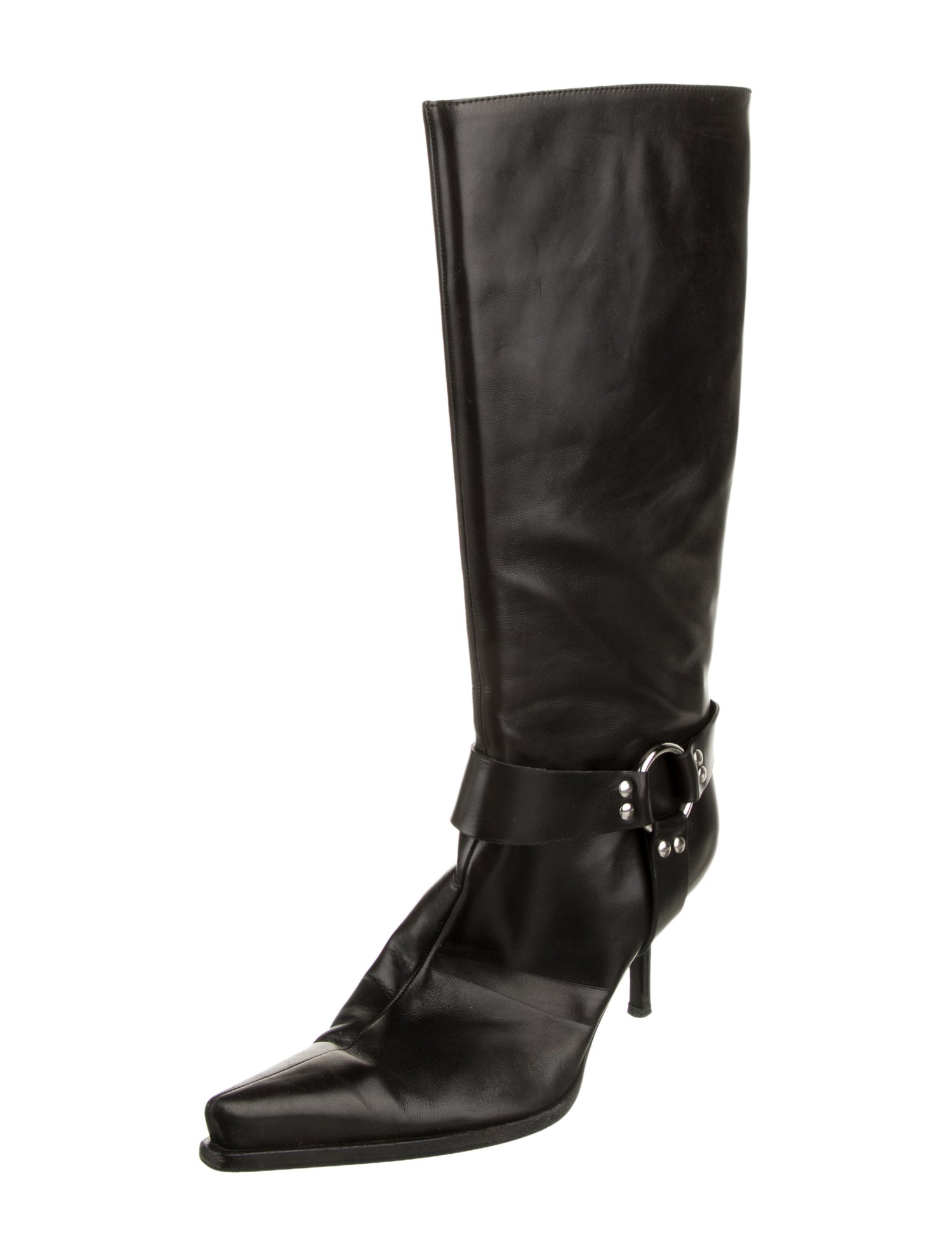 Sergio Rossi Leather Moto Boots
