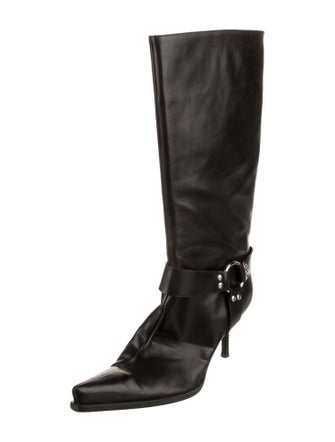 Sergio Rossi Leather Moto Boots
