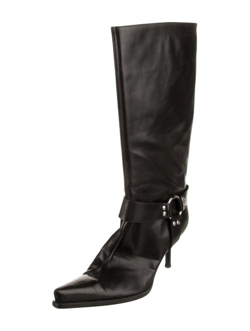 Sergio Rossi Leather Moto Boots