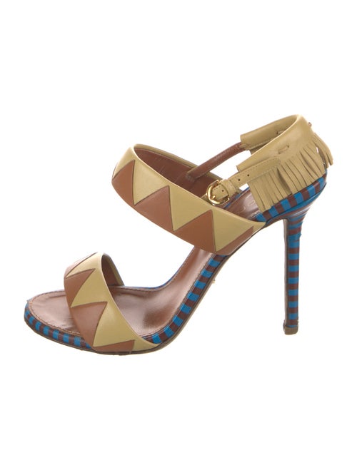 Sergio Rossi Leather Printed Slingback Sandals