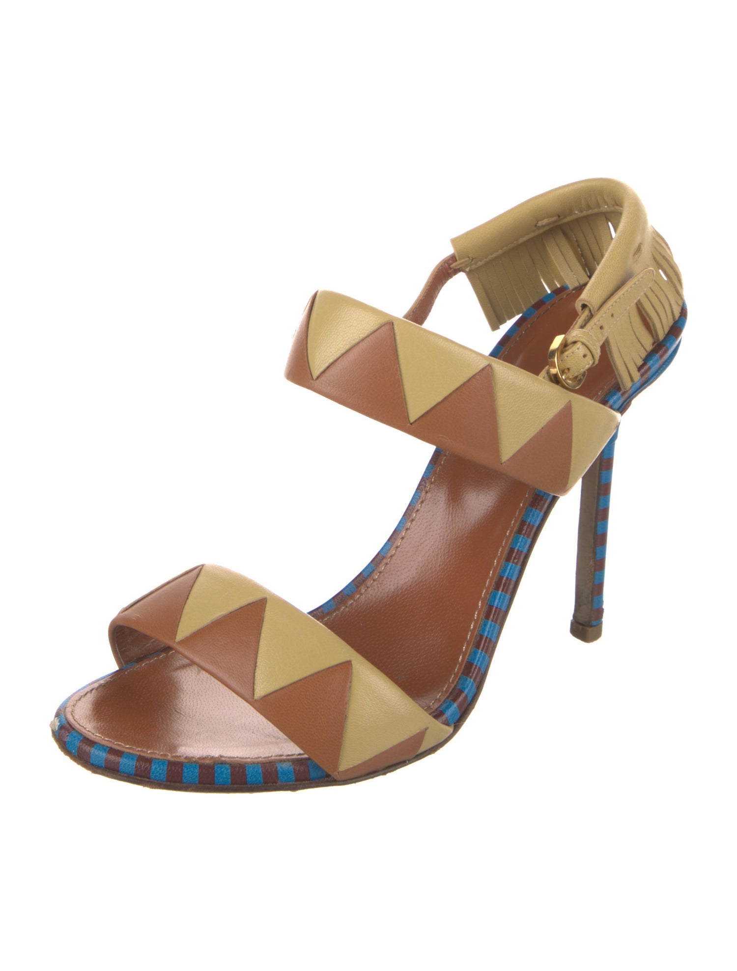 Sergio Rossi Leather Printed Slingback Sandals