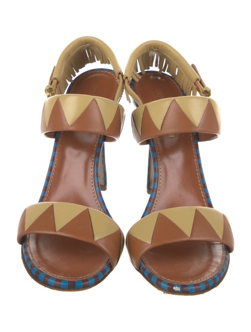 Sergio Rossi Leather Printed Slingback Sandals