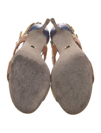 Sergio Rossi Leather Printed Slingback Sandals