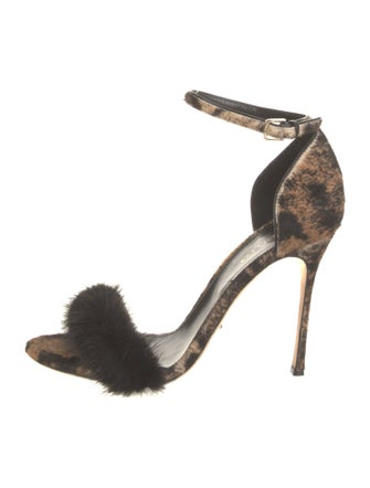 Sergio Rossi Ponyhair Animal Print Sandals