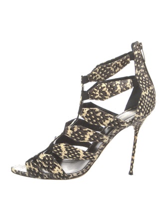 Sergio Rossi Snakeskin Animal Print Gladiator Sandals