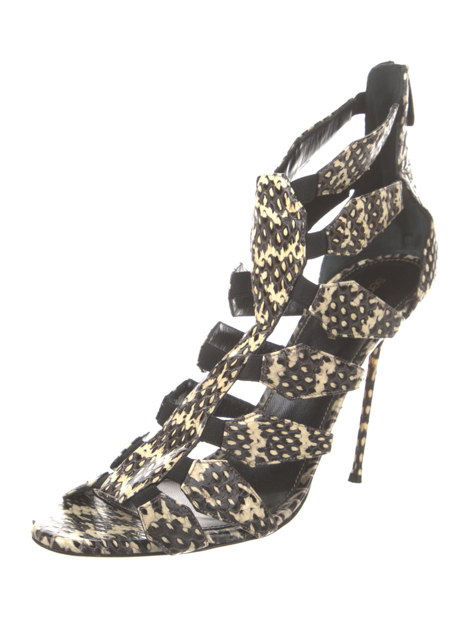Sergio Rossi Snakeskin Animal Print Gladiator Sandals