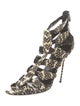 Sergio Rossi Snakeskin Animal Print Gladiator Sandals