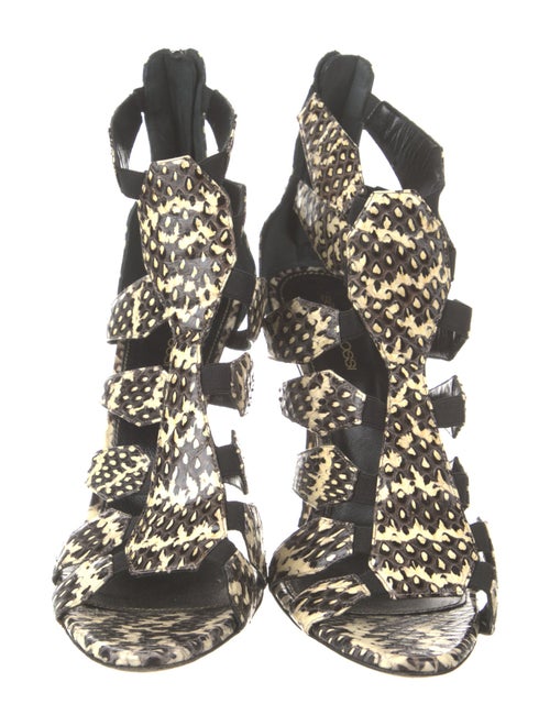Sergio Rossi Snakeskin Animal Print Gladiator Sandals