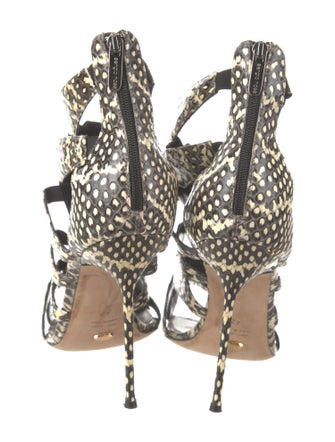 Sergio Rossi Snakeskin Animal Print Gladiator Sandals