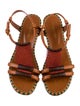 Sergio Rossi Leather Striped T-Strap Sandals