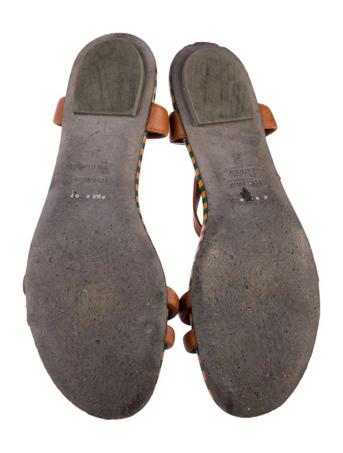 Sergio Rossi Leather Striped T-Strap Sandals