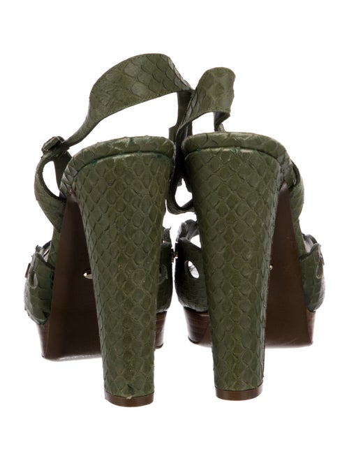 Sergio Rossi Leather Animal Print Slingback Sandals