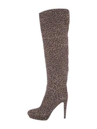 Sergio Rossi Suede Animal Print Boots