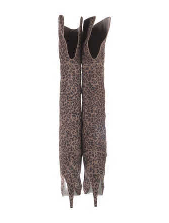 Sergio Rossi Suede Animal Print Boots