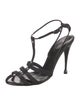 Sergio Rossi Leather Crystal Embellishments T-Strap Sandals