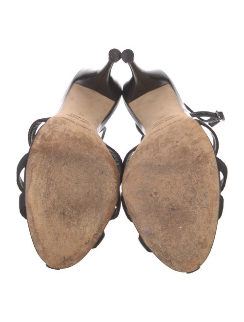 Sergio Rossi Leather Crystal Embellishments T-Strap Sandals