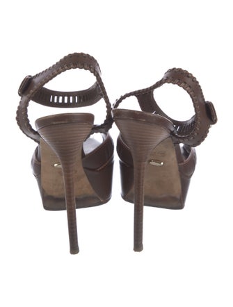 Sergio Rossi Leather Whipstitch Trim Slingback Pumps