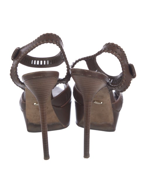 Sergio Rossi Leather Whipstitch Trim Slingback Pumps