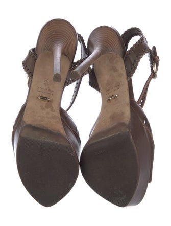 Sergio Rossi Leather Whipstitch Trim Slingback Pumps