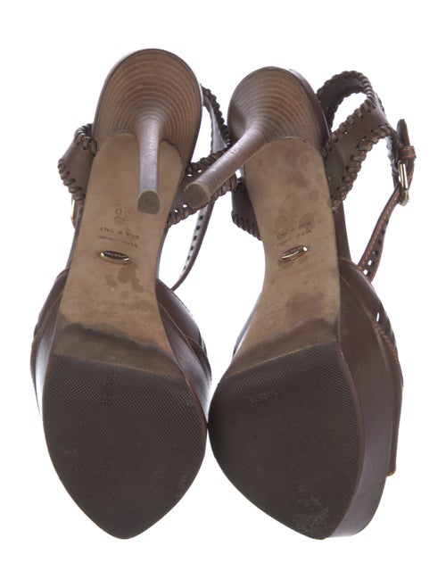 Sergio Rossi Leather Whipstitch Trim Slingback Pumps