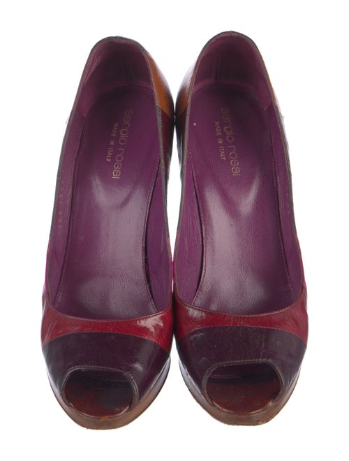 Sergio Rossi Leather Colorblock Pattern Pumps
