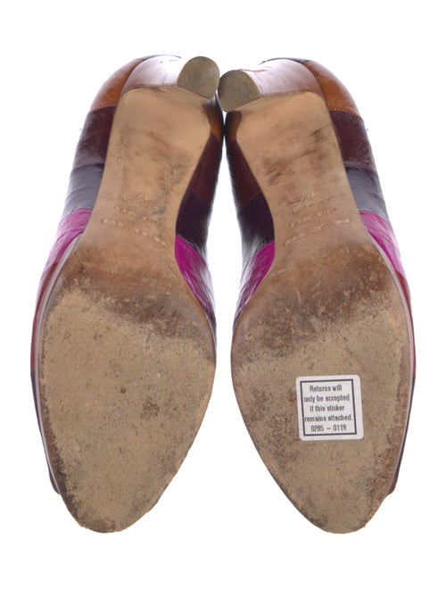 Sergio Rossi Leather Colorblock Pattern Pumps