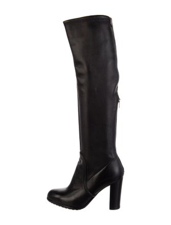 Sergio Rossi Leather Bow Accents Boots