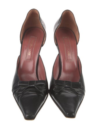 Sergio Rossi Leather Bow Accents D'Orsay Pumps