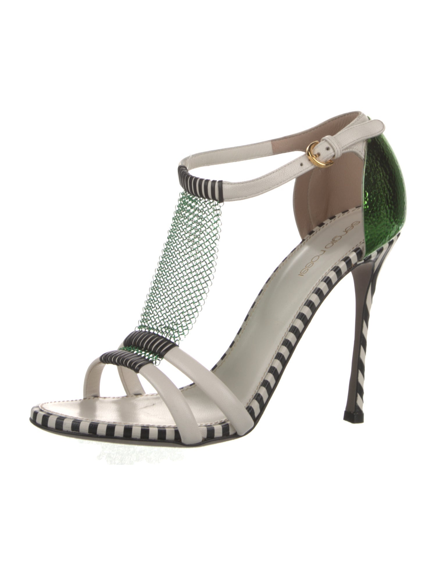 Sergio Rossi Leather Printed T-Strap Sandals