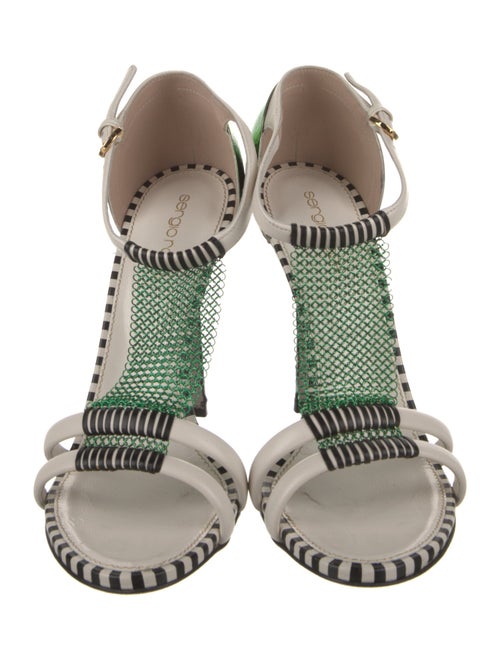 Sergio Rossi Leather Printed T-Strap Sandals