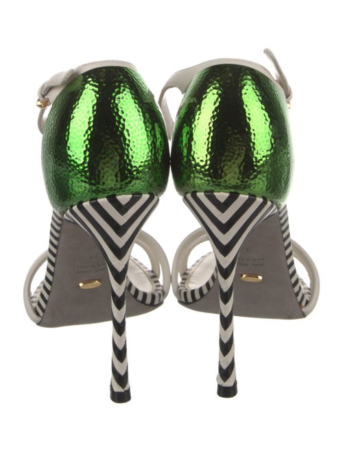 Sergio Rossi Leather Printed T-Strap Sandals