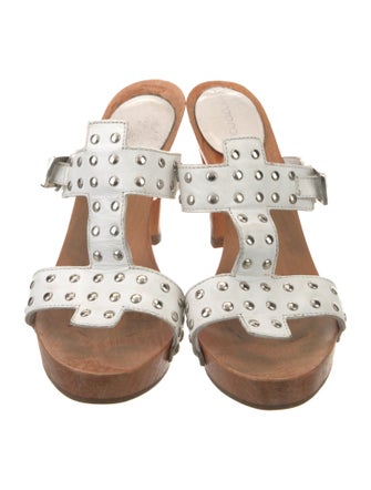 Sergio Rossi Leather Floral Print Slides